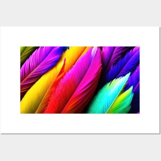 Abstract bright coloured feathers illustration Posters and Art